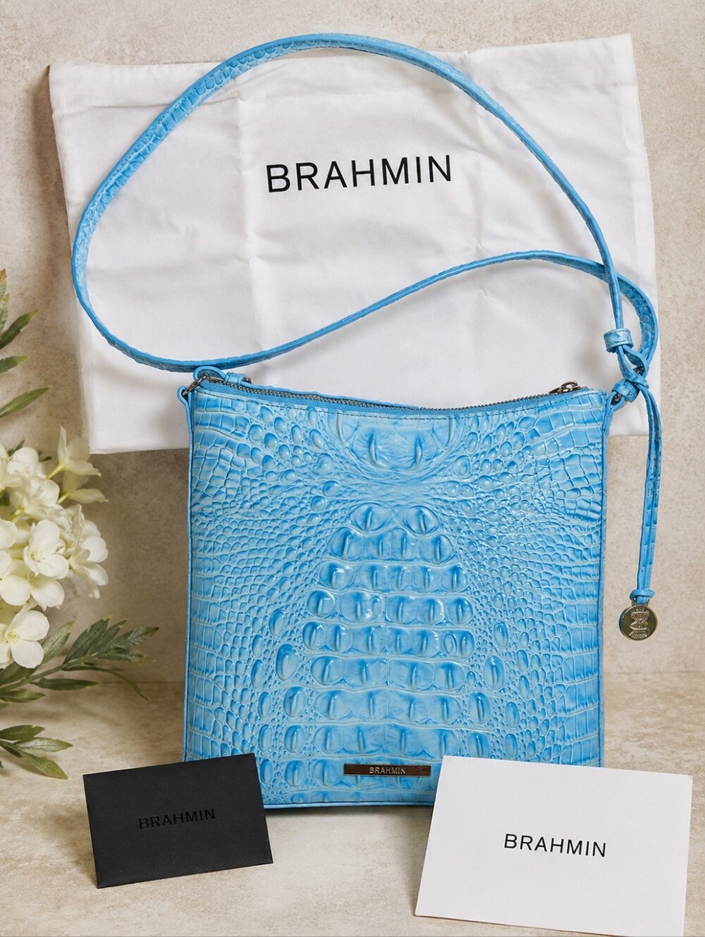 EUC - Brahmin Katie Crossbody bag in Tropic Blue Melbourne